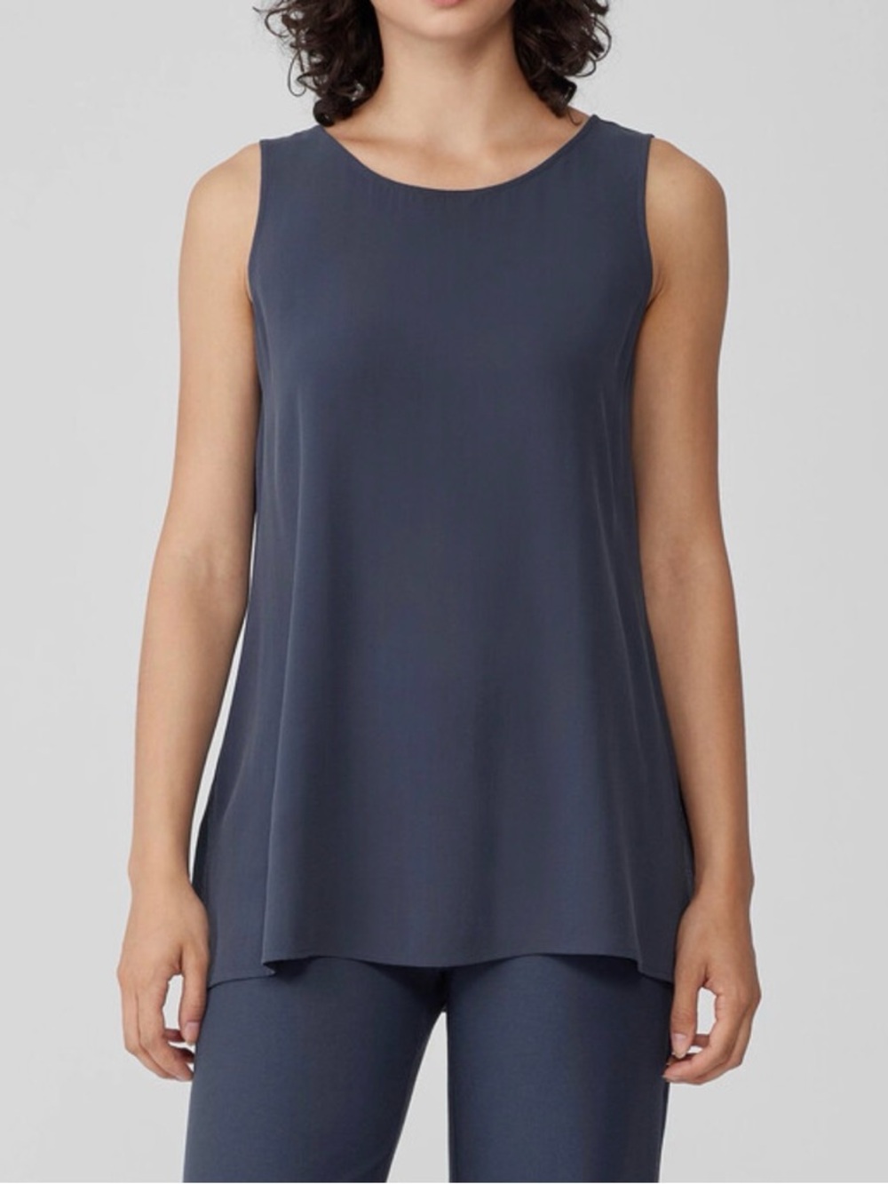 NWT Eileen Fisher Silk Crepe Tunic Tank Size Large